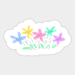 Pink blue floral watercolor art Sticker